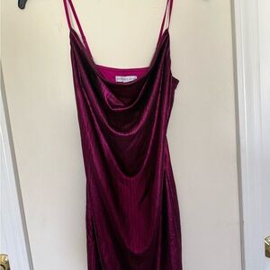 Sincerely Jules Fuchsia Satin Cowl Slip